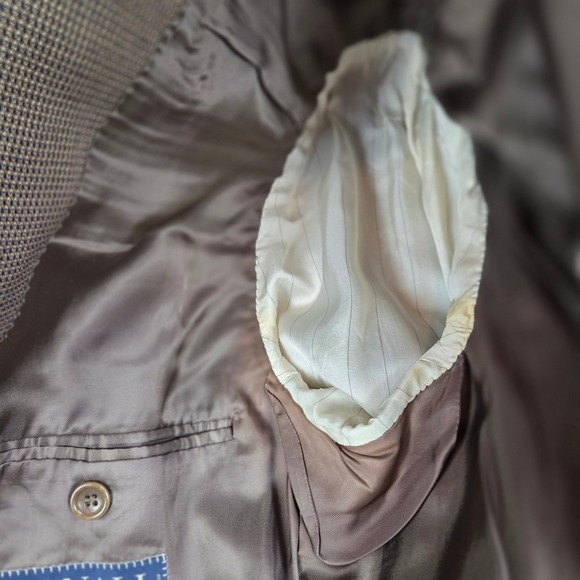 CANALI Wool Silk Blazer Men's 52/US 42‎ Brown Check 3 Button Sport Coat Italy - Picture 11 of 16